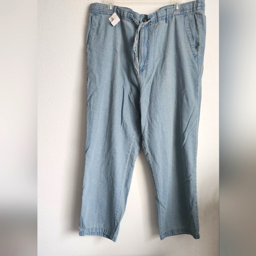 Scandia Woods Men's Jeans Elastic Waist Pockets Zip & Button (NWT) Sz L-Short